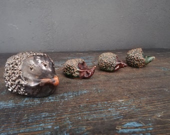 Ceramic Hedgehogs family - Mid-century - 70s -  Set of 4