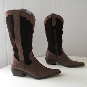 Brown Women’s Boots  - brown leather - size 38 eur, 7.5 us, 5.5 uk.