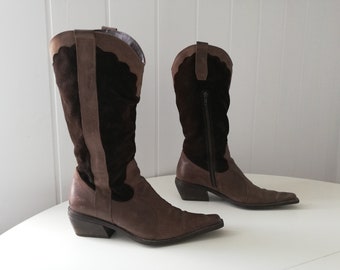 Braune Damen Stiefel - braunes Leder - Größe 38 Eur, 7,5 uns, 5,5 uk.
