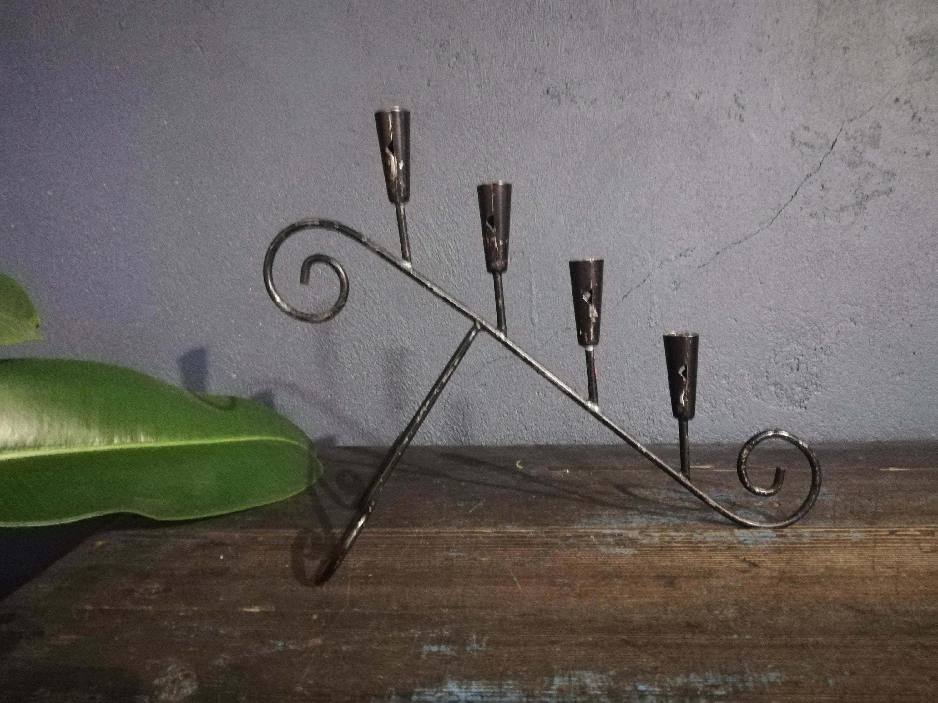 Metal Candle Holder Four Candle Scandinavian Design Vintage Etsy UK