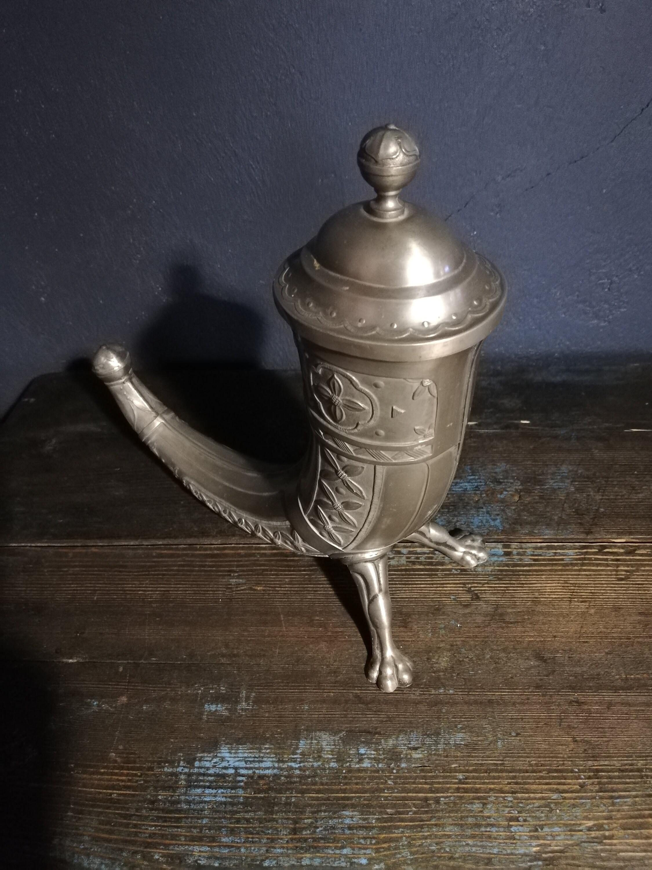 Antique Norwegian Aksel Holmsen Large Pewter Drinking Horn Etsy