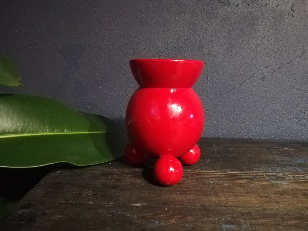 Red Wooden Candle Holder Etsy