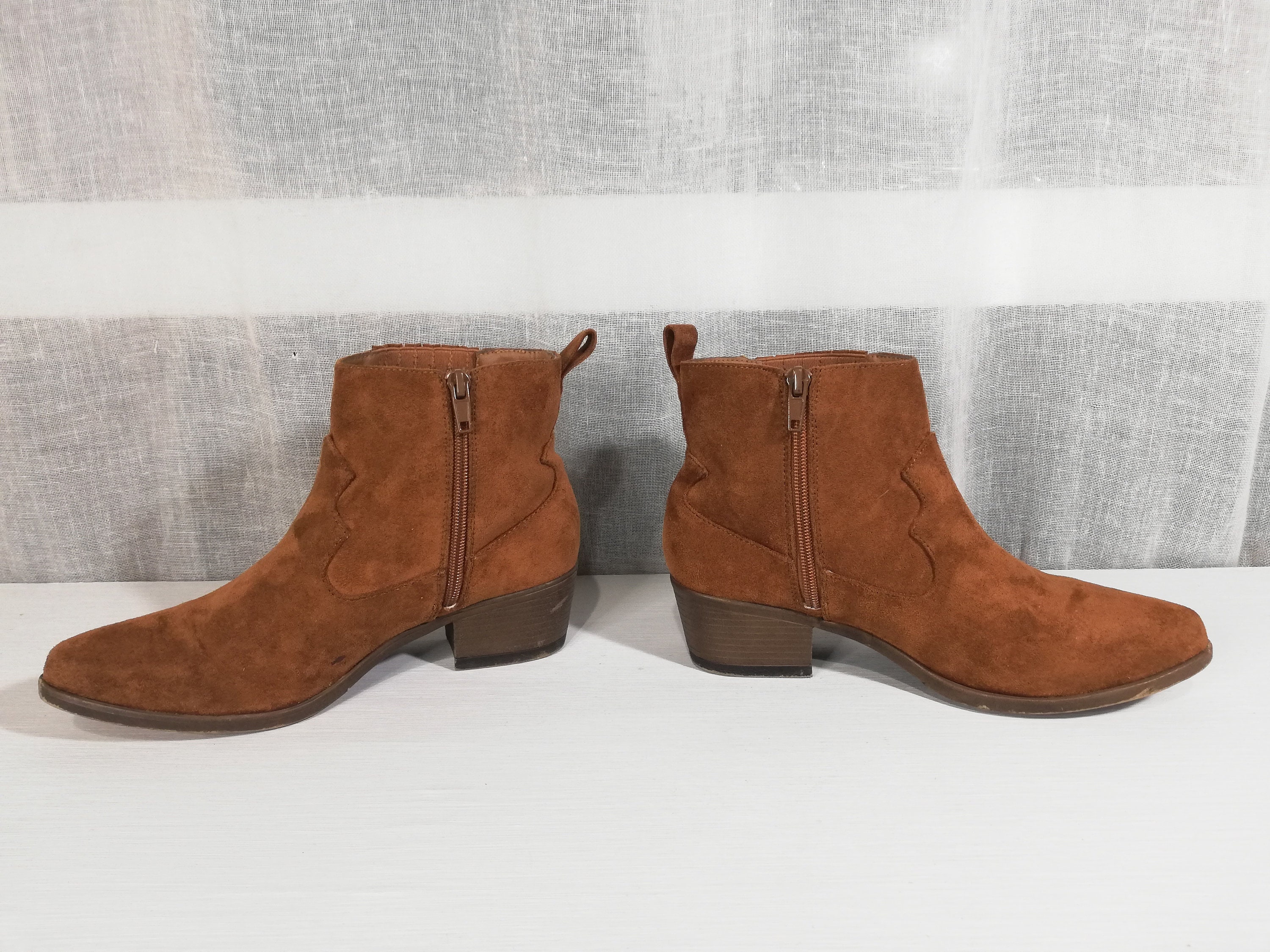Bottines Femme C&A Marron - Taille 37 (UK 4) - Talon Bloc Bas - Occasion Très Bon état
