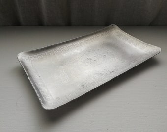 Serving Tray Plate Aluminum Norwegian Handmade Table Decor Nordic Art Vintage