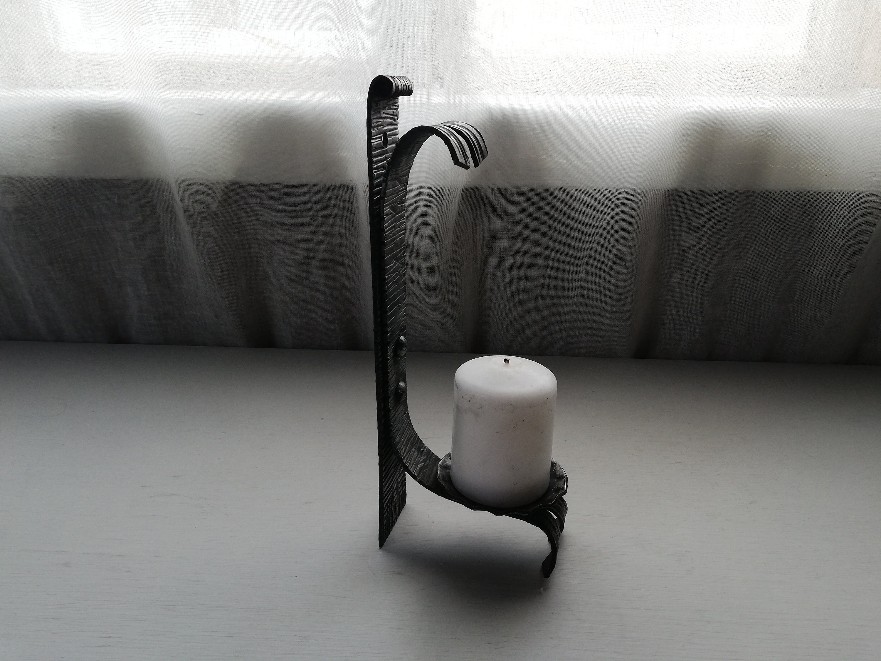 Wall Sconce Wrought Iron Massive Candle Holder Handmade-Swedish Quality Beautiful Vintage