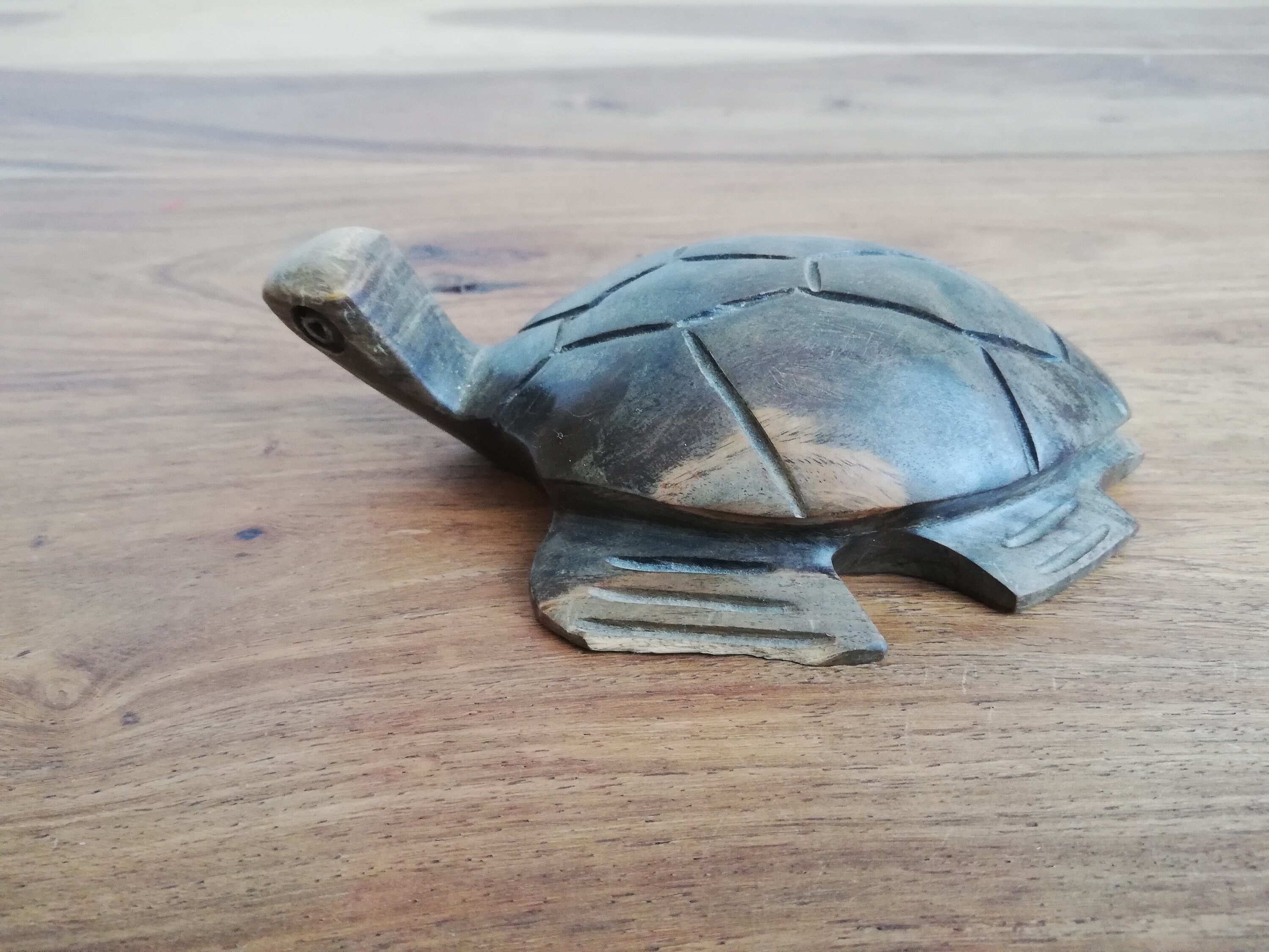 RARE ANCIENNE BOUSSOLE Tortue Chinoise En Bois Incrustée D'os EUR 29,00