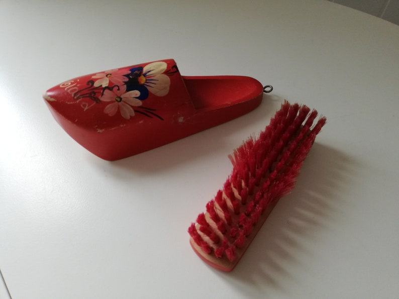 Souvenir from Gland wooden shoe Scandinavian vintage wall decor Shoe brush