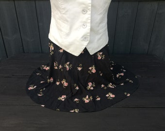 Jupe Topshop Taille 12 - Noir Et Corail, Motif Floral, Longueur Mini, Occasion En Très Bon état