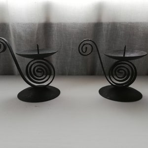 Nordic Modern Candle Holder Set of 2 Iron Art-Swedish Handmade and Quality-Vintage