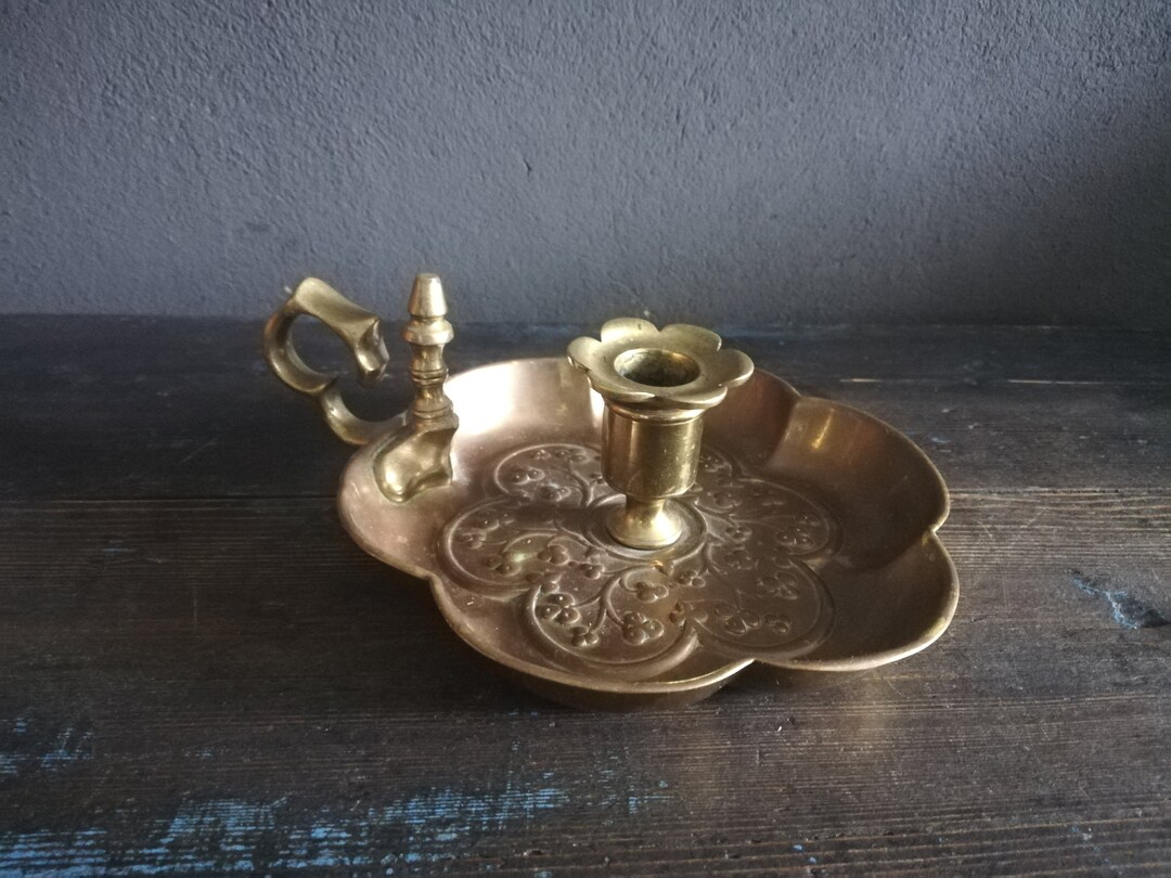 French Brass Candle Holder Large Size Portable Candle Holder Vintage Etsy