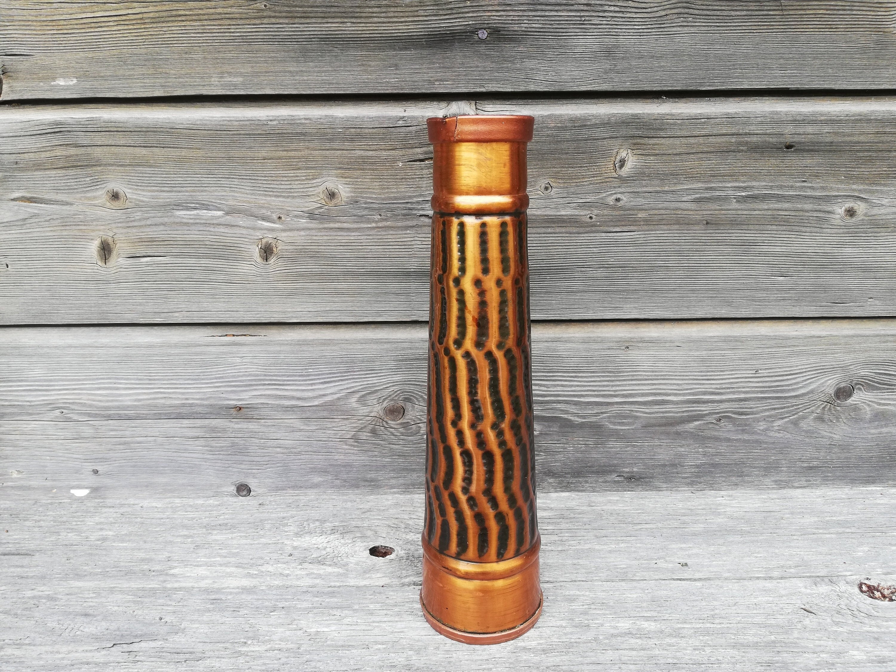 Mid century XXL Hammered Copper vase Norwegian Quality Handmade-Massive And Heavy 1 kg-Nordic Art