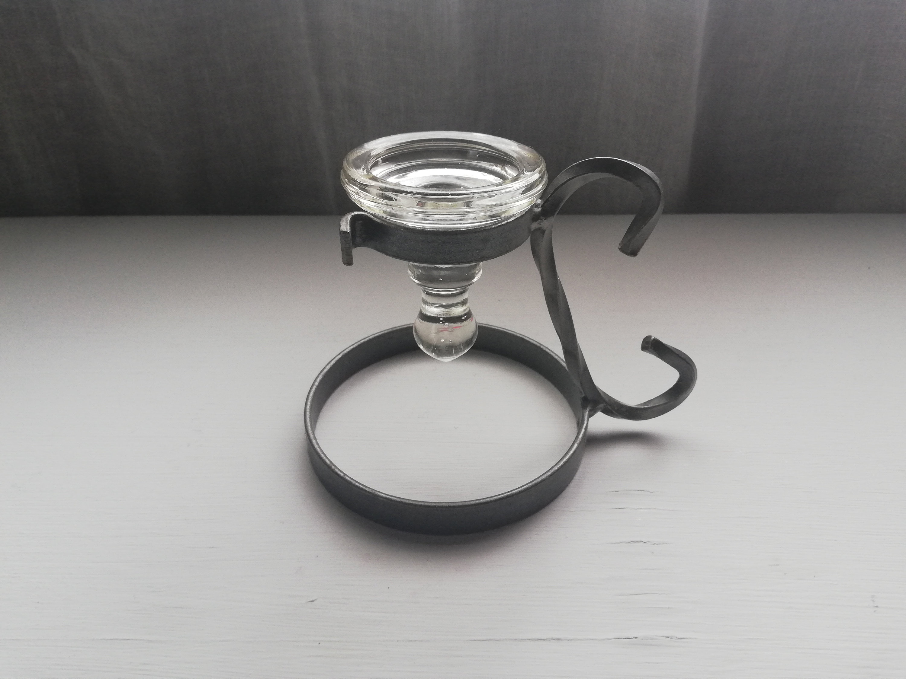 Bougeoir vintage en fer forgé avec verre - Design suédois - France