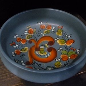 Rosemaling Scandinavian Hand Painted wooden bowl - home decor
