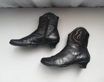Botines de piel para mujer en color negro. - Talla 37 eur, 6,5 us, 4,5 uk - ¡Piensa!