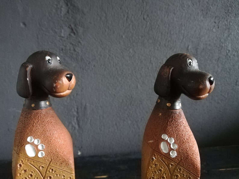 Plaster Dogs Statue Set of 2 Home Decor Plaster Art Etsy