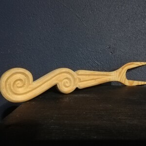 Vintage Norwegian Hand Carved Wooden Fork Handcarved Fork Rosemaling Design Scandinavian Folk Art