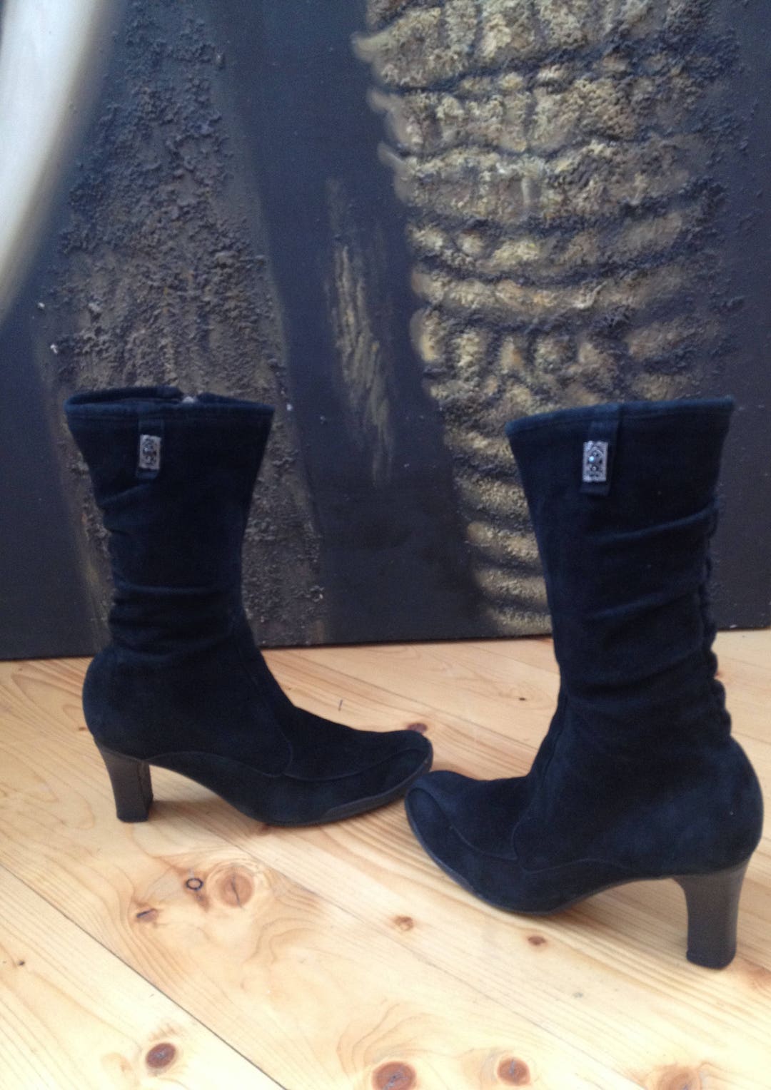 ARAZ Collection Vintage Black, Suede Boots - Size 39 Eur, 8 Us, 6 Uk ...