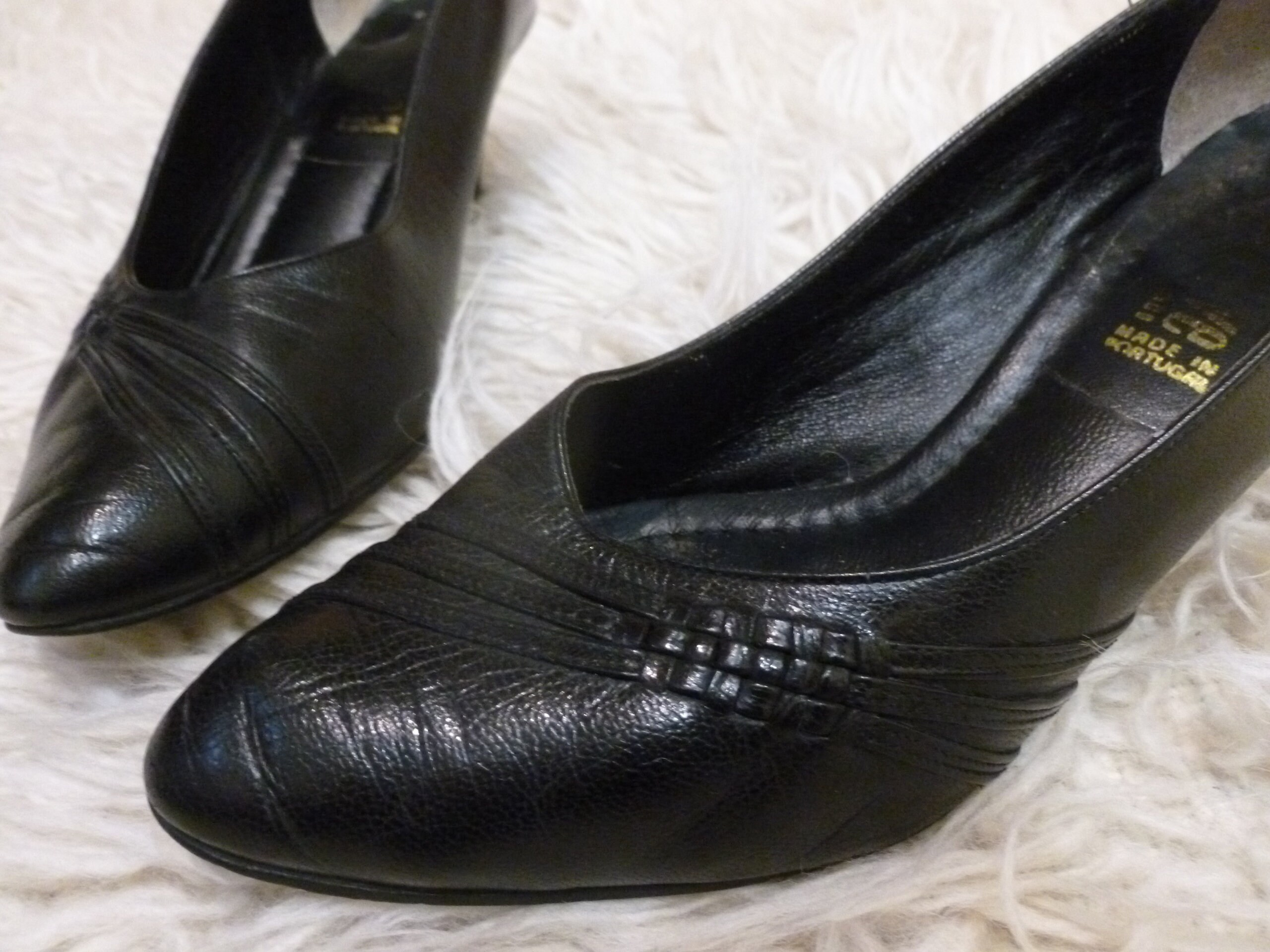 Black Leather Shoes. Made in Portugal. Size UK 4.5 EU 37 US Etsy