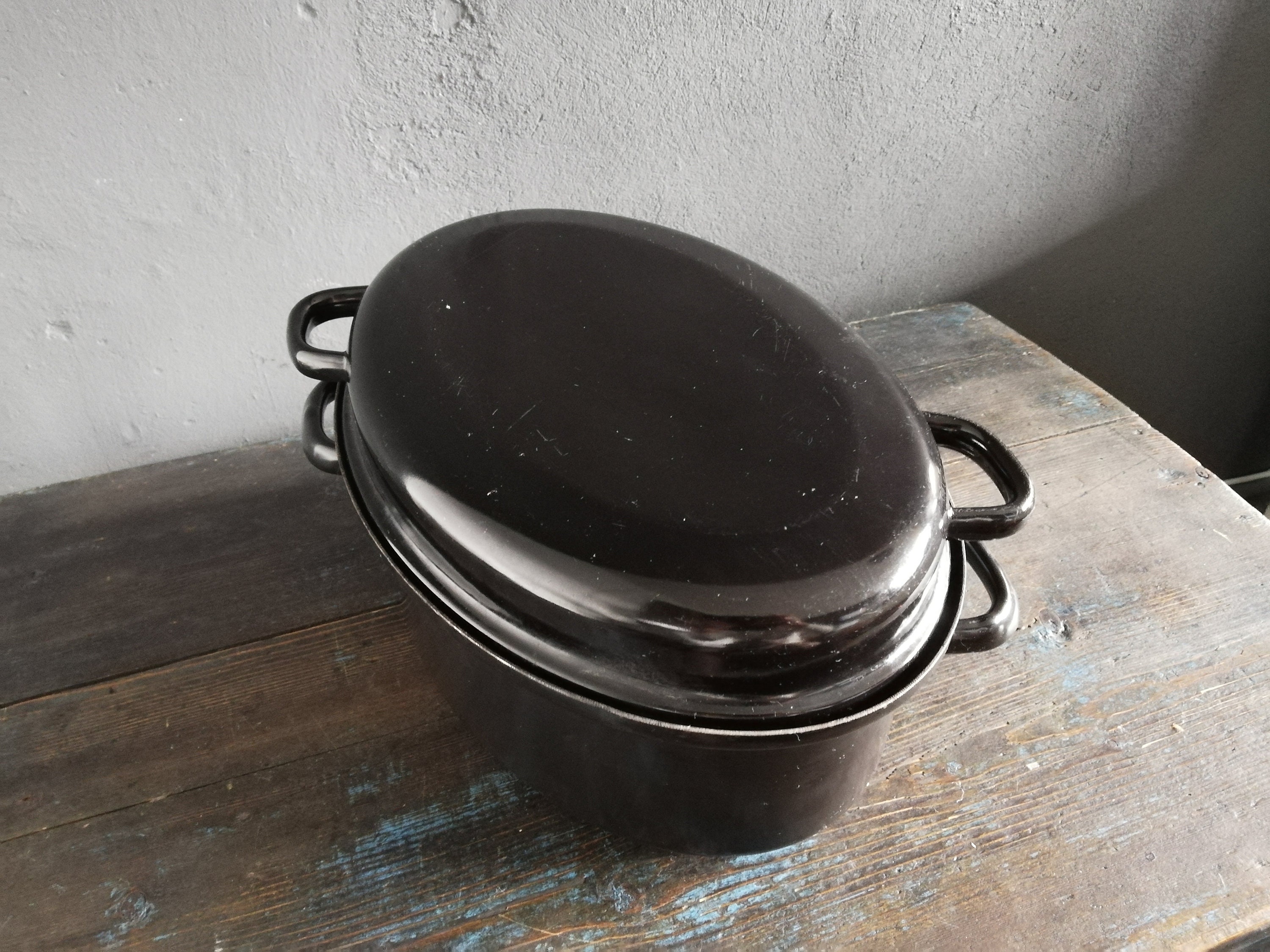 Danish Retro Large Enamel Saucepans Casserolemid Century Etsy UK