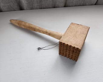 French Antique Meat Hammer-Natural Wooden