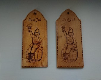 Norwegian Vintage Wooden Wall Decor Cutting Board Set: Handmade Nordic Art