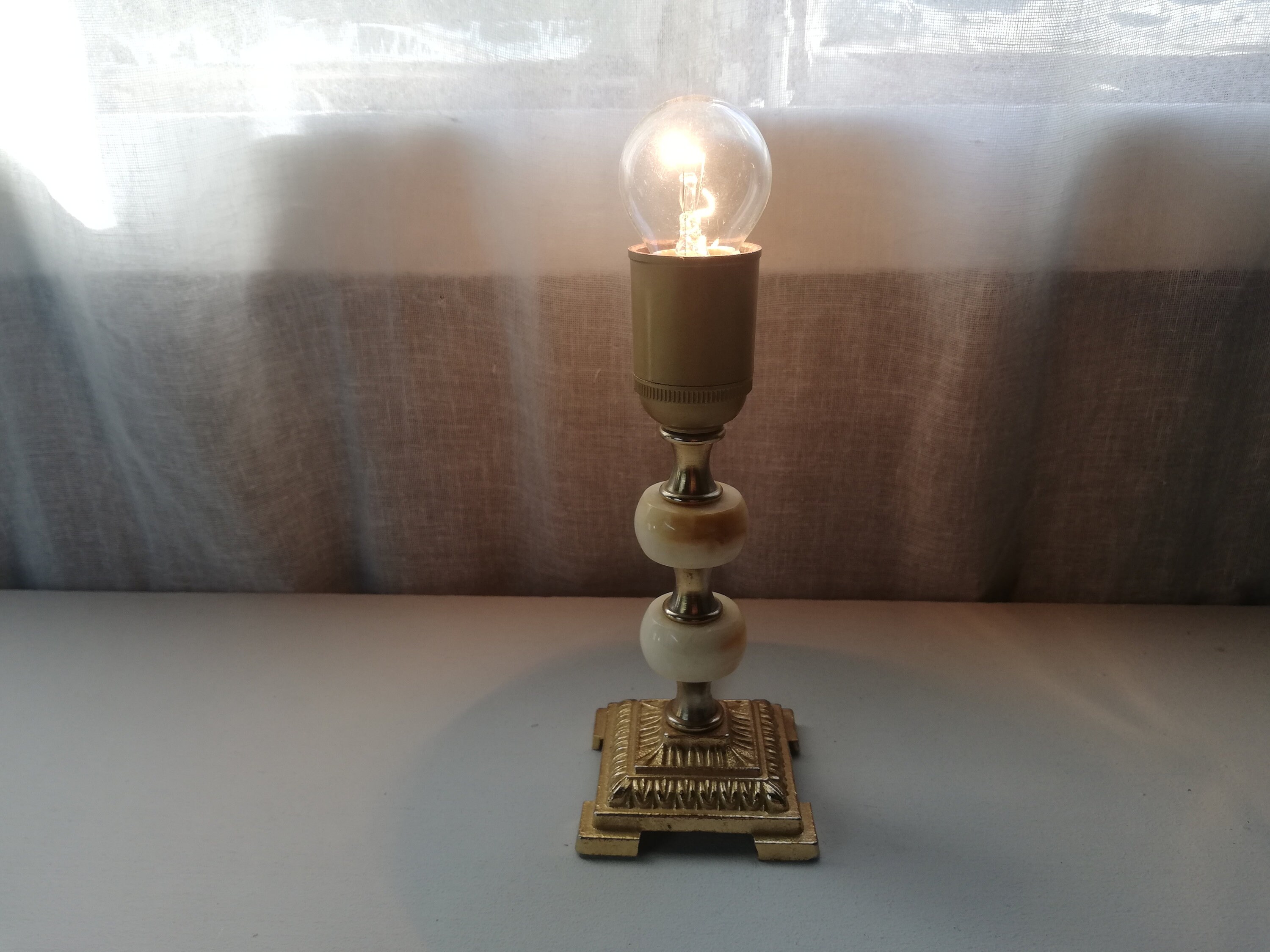 ヴィンテージ オニキス / 大理石 / 真鍮 テーブルランプ ベース - Etsy 