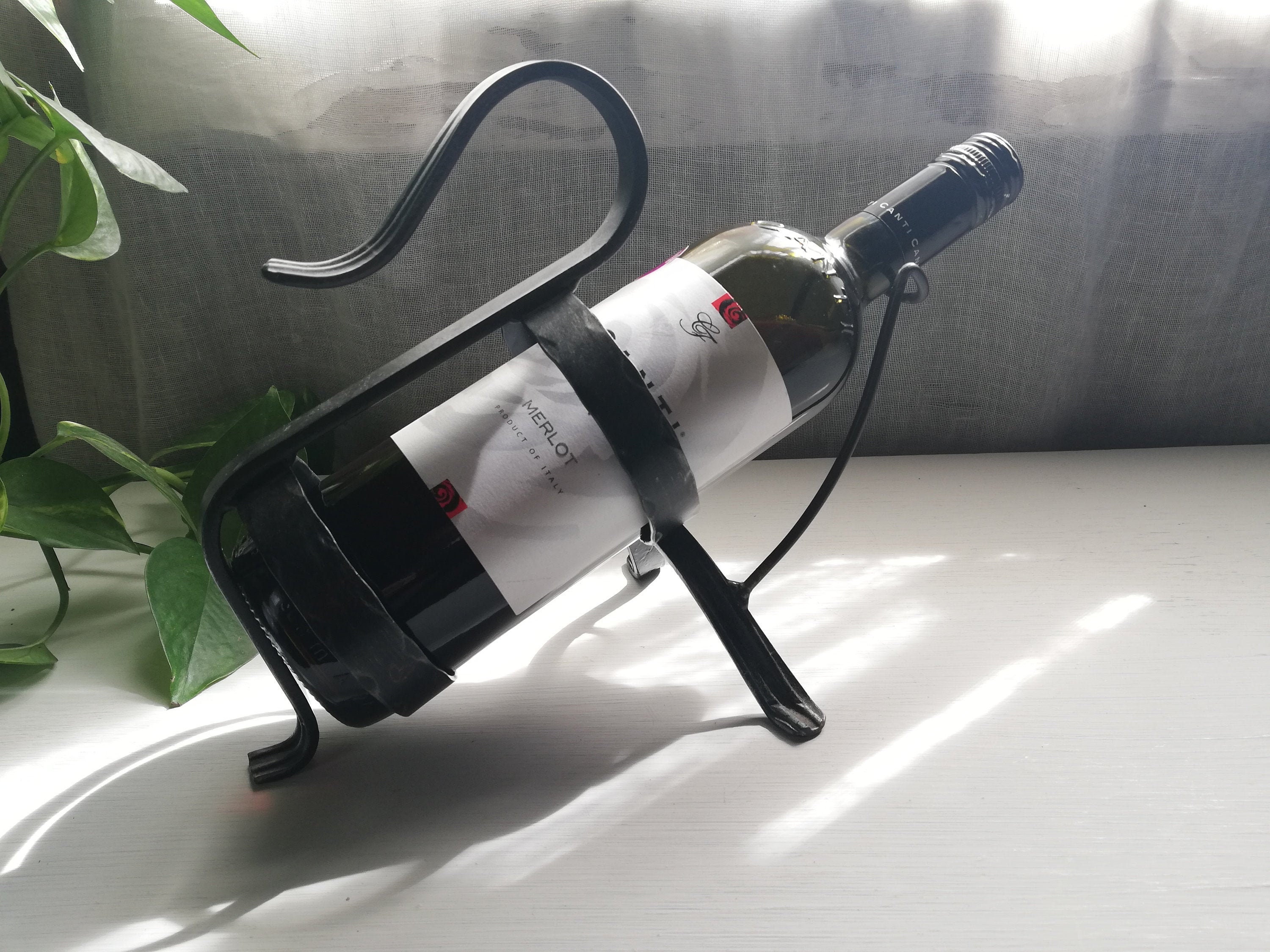 Wrought Iron Wine Bottle Holder With Handle Swedish Quality Etsy