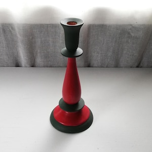 Swedish Red and Green Wooden candle holder