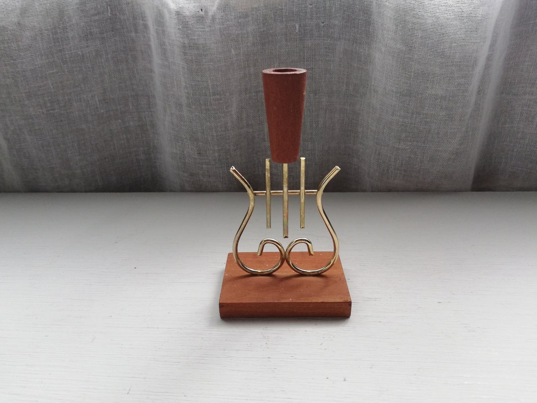 Mid Century Danish Teak Wood With Metal Candle Holder Vintage - Etsy