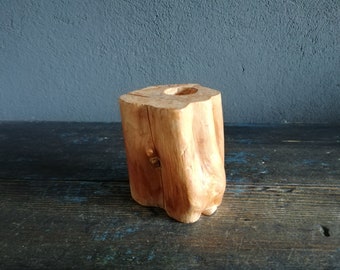 Natuurlijke houten kaarsenhouder