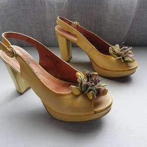 Yellow Women&#39;s Shoes - Sofia Piani - Made in ITALY - Size  38 Eu, 7.5 Us, 5.5 Uk.