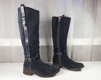 Pedro Miralles Blue Women’s High Suede Boots - Size 37 eur, 6.5 us, 4.5 uk