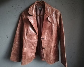 Brown Women's leather jacket - LINDEX - Size 40