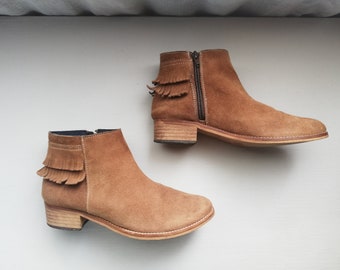 Leather Ankle Boots - Size 39 EUR, 8 US, 6 UK Made in Spain