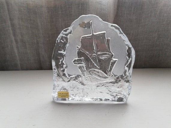 Eda Kristall Nya Glasbruket Sweden Glass Art Ship - Etsy