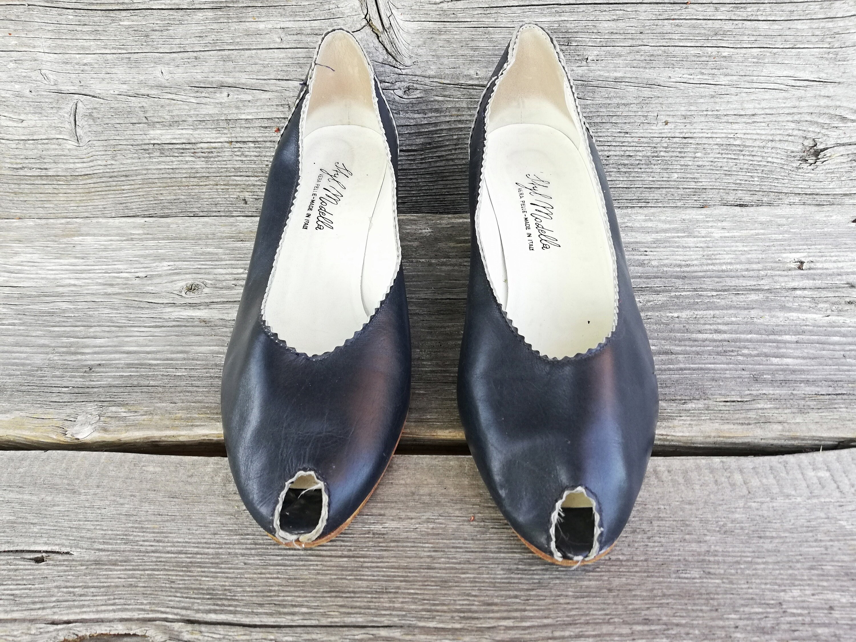Women's Blue Leather Shoes. Size Eur 40 US 9 UK 7 Made Etsy