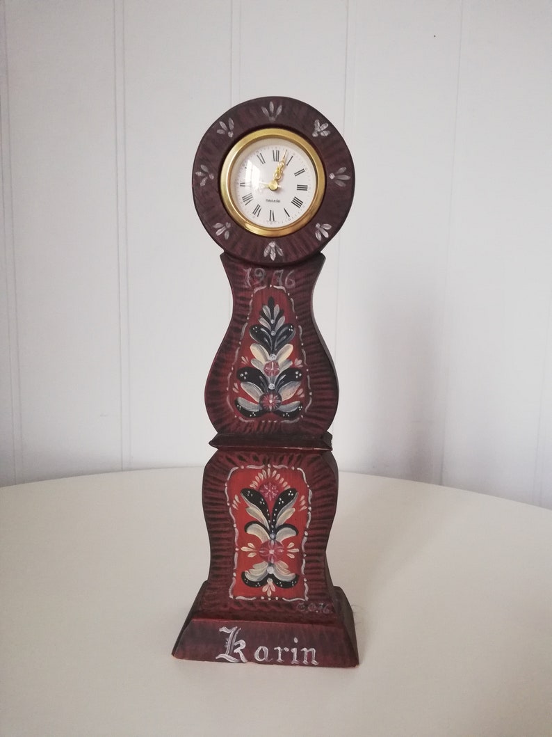 Norwegian Clock With Rosemaling Folk Art Painted Clock Etsy