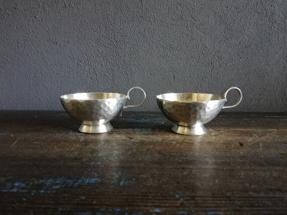 Coffee Espresso Pewter Mug Set of 2 Hammered Pewter  Handmade Norwegian  Viking Motive