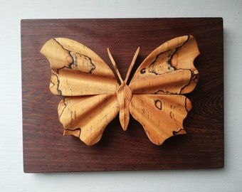 Hand Carved Walnut Butterfly Wall Decor by Gunnar Kanevad