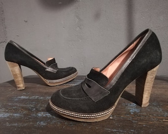 Black Suede shoes  - San Marina - Size Eur 39, US 8, UK 6