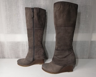 B&Co Gray Women's High Suede Boots - Maat 37 eur, 6.5 us, 4.5 uk