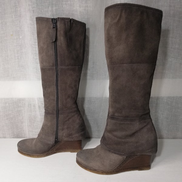 B&Co Gray Women’s  High Suede Boots - Size 37 eur, 6.5 us, 4.5 uk