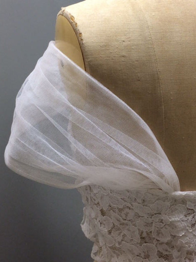 DETACHABLE tulle wedding dress STRAPS ivory white black bolero shawl chiffon bridal silk cape jacket lace sleeves strapless corset ballgown image 1