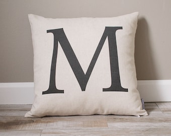 Monogram Linen Pillow | Rustic Home Decor, Wedding Gift
