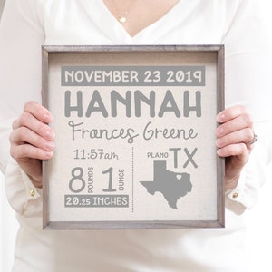 Birth Announcement Sign | Personalized Baby Gift | Baby Stats Wood Sign | New Baby Gift | Gift for New Mom | Baby Sign Gift | New Mom Gift