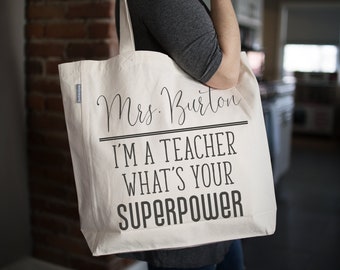 Personalisierte Lehrer Geschenk Tragetasche | Individuelle Baumwolltasche