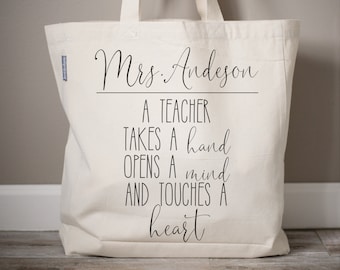 Teacher Appreciation Gift | Back to School Teacher Gift | Personalized Teacher's Tote Bag | Teacher Bag | Monogrammed Tote Canvas Bag | Tote