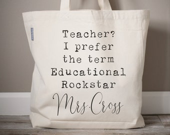 Teacher Appreciation Gift | Back to School Teacher Gift | Personalized Teacher Tote Bag | Teacher Bag | Monogrammed Tote Canvas Bag Tote