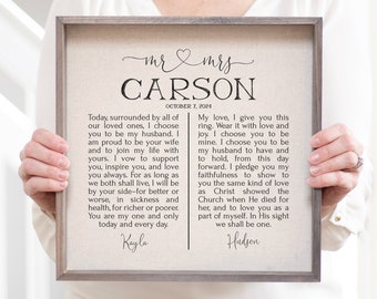 Our Vows Anniversary Gift, Custom Framed Wedding Vows 1st Anniversary Gift for Wife, Wedding Gift for Husband Personalized Wedding Vows Sign