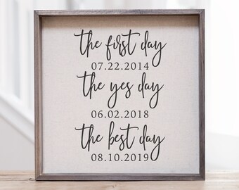 Personalized Anniversary Wood Sign, First Day, Yes Day, Best Day